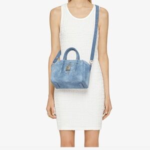 GIVENCHY MINI ANTIGONA LOCK BAG IN WASHED DENIM